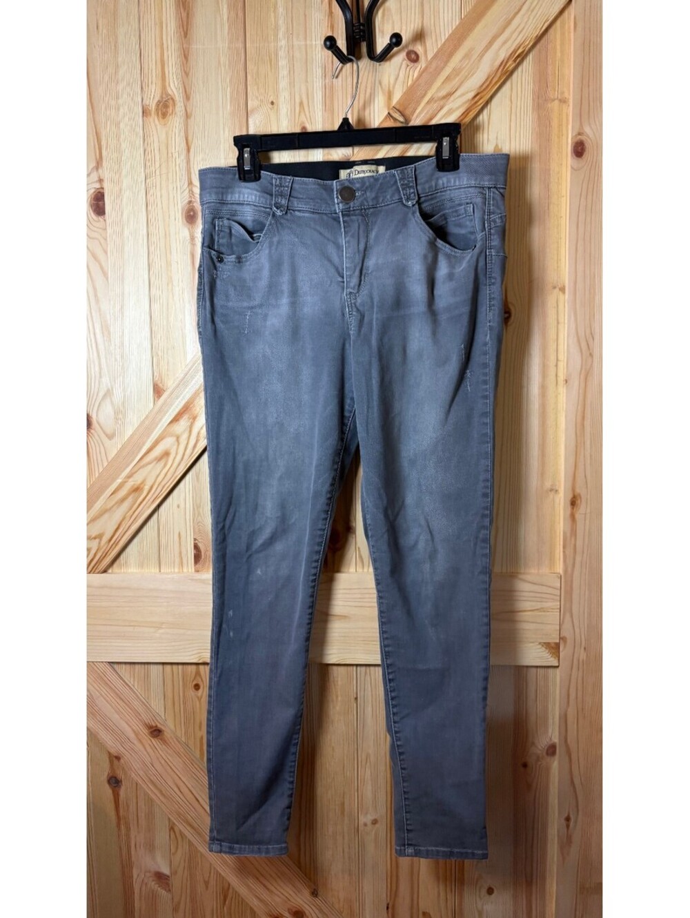 Democracy Gray Skinny Jeans with Distressed Details Size 12